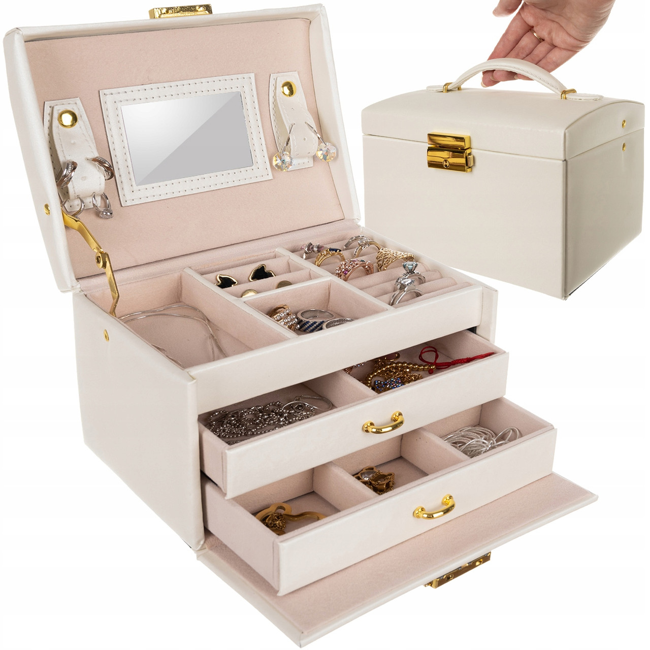 Шкатулка-органайзер для ювелирных изделий Beautylushh 6347 бежевая
