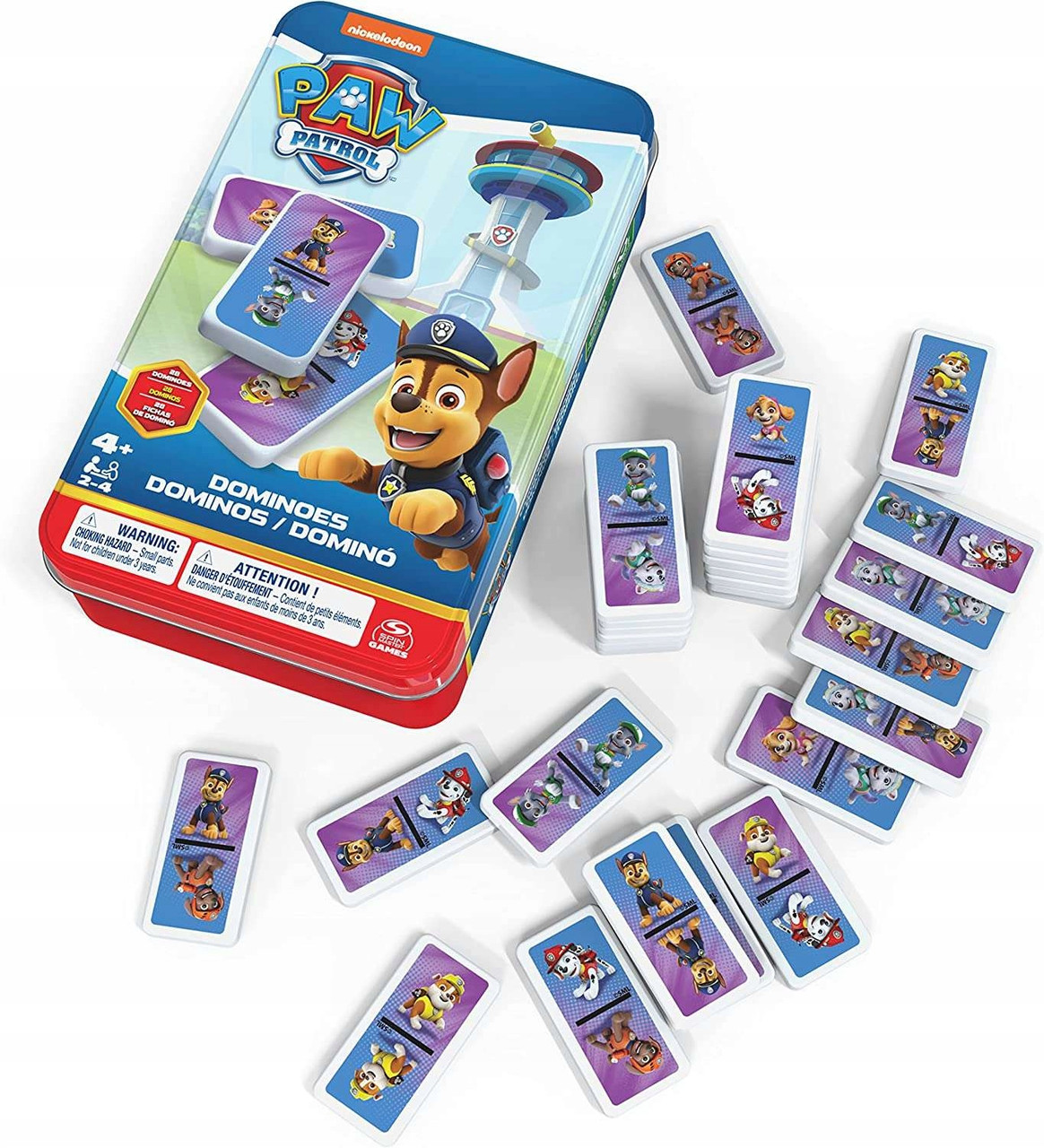 Настольная игра Spin Master Домино Щенячий патруль в жестяной коробке 6067468