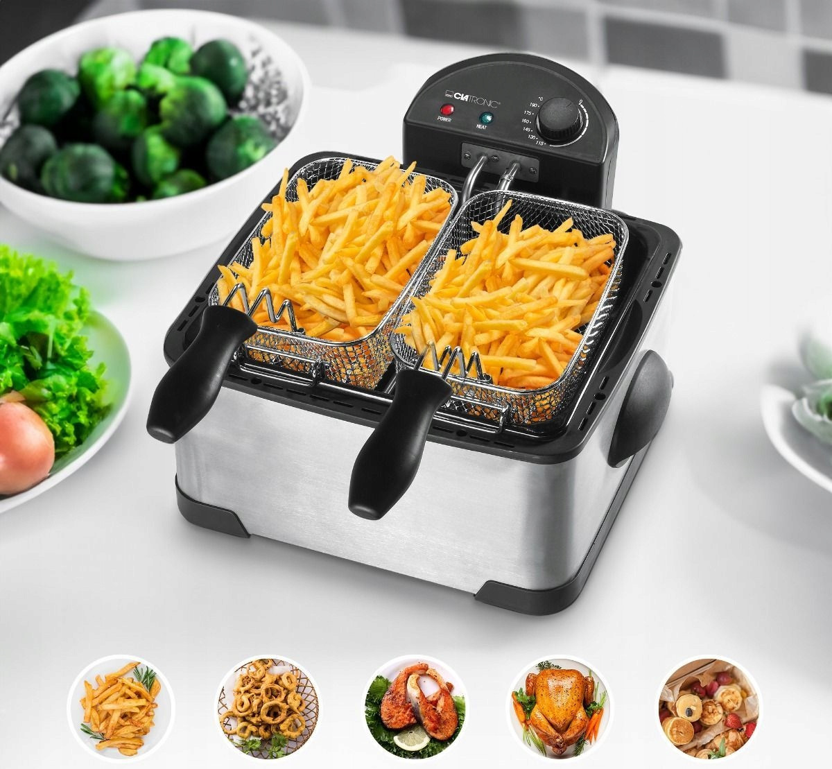 Фритюрница Clatronic FR 3195 4л 2000 Вт 3 корзины