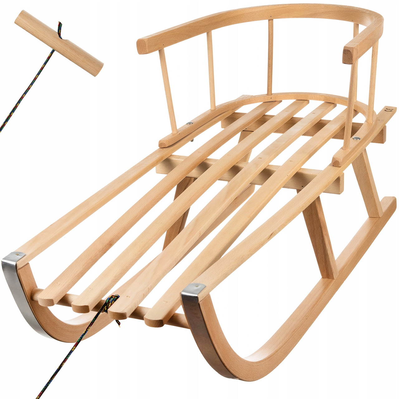 Деревянные санки 90 см Kruzzel 25217 со спинкой Польша