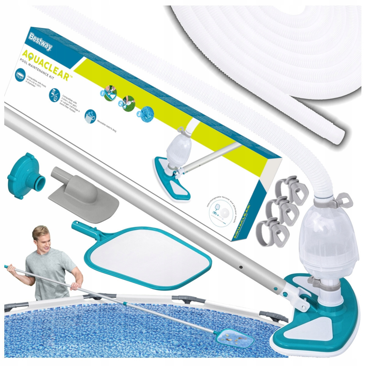 Набор для чистки дна бассейна Bestway 58234 пылесос + сачок