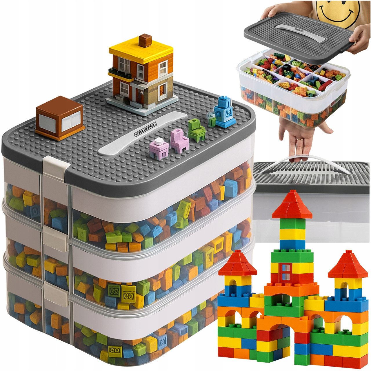 Контейнер для хранения конструктора - 3 уровневый Kruzzel 25757