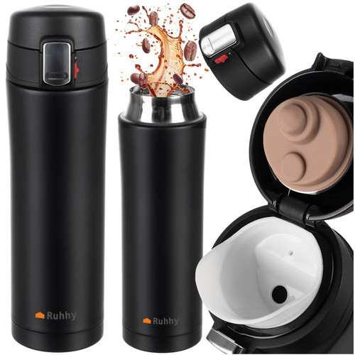 Термочашка 440 мл, герметичная, с носиком, Ruhhy 25114 черная