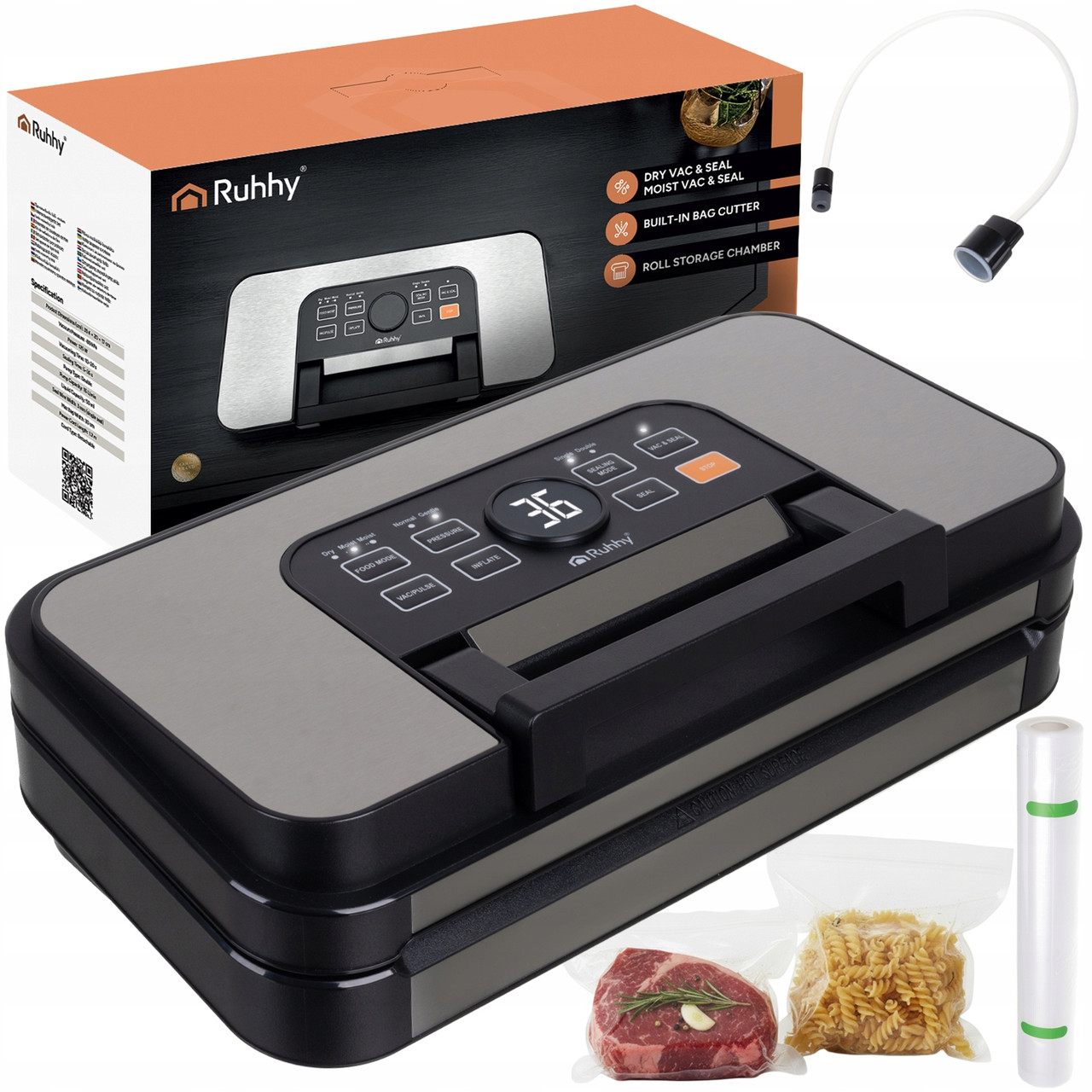 Вакууматор профессиональный с ножом Ruhhy 24757 вакуумный упаковщик 125 Вт