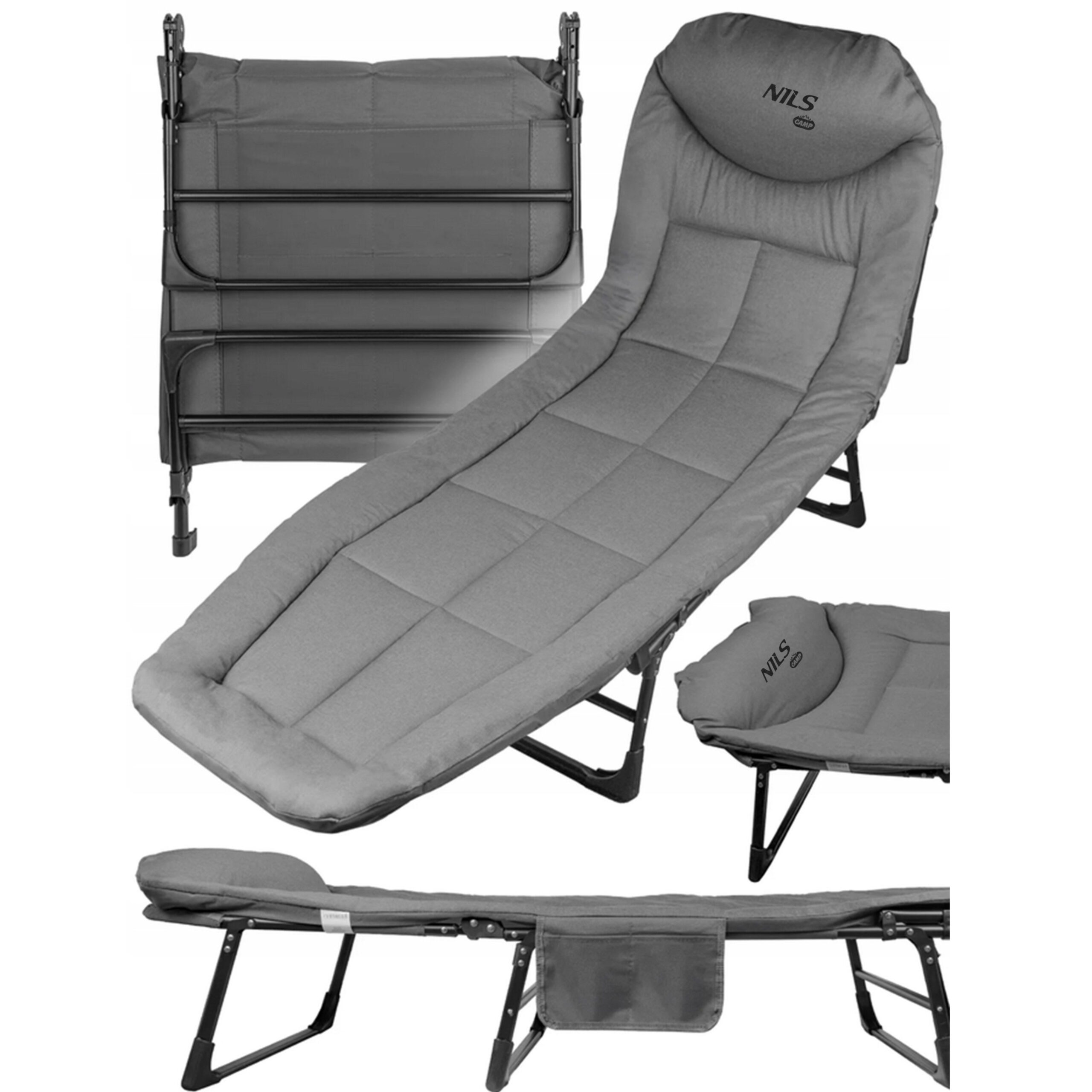 Премиальная складная кемпинговая кровать Nils NC2720 Оксфорд 600D серая